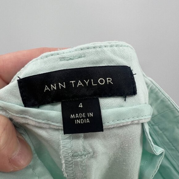 Ann Taylor Aqua Cropped Ankle Cotton Blend Pants Women's Size 4 - Picture 6 of 7